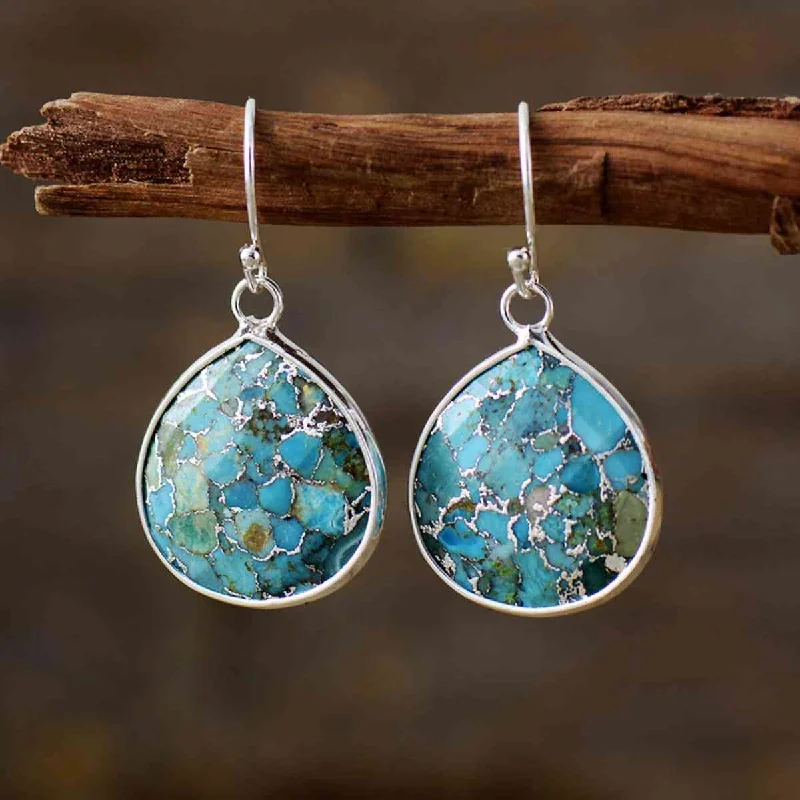 Beaded hoop earringsNatural Stone Teardrop Earrings