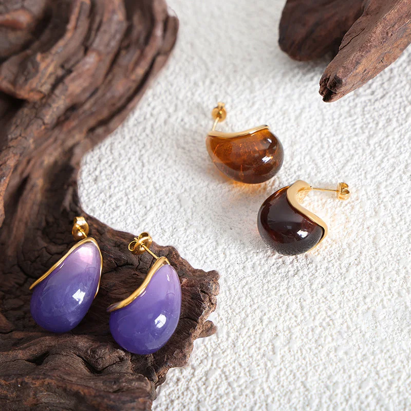 Minimalist hoop earringsResin Teardrop Earrings