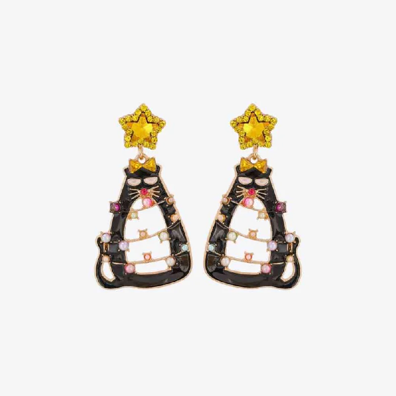 Minimalist hoop earringsRhinestone Alloy Cat Earrings