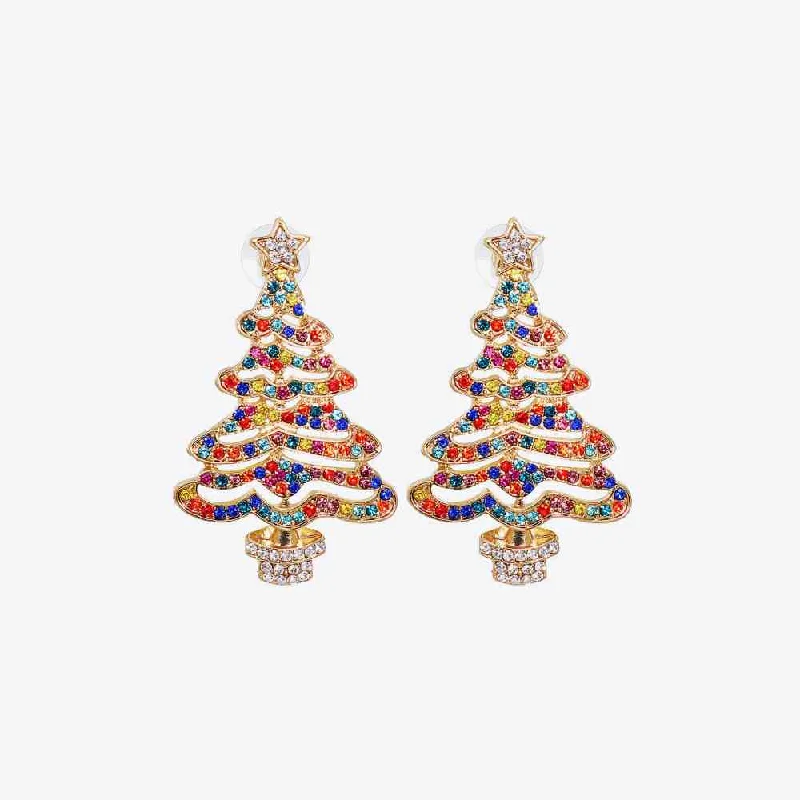 Oval hoop earringsRhinestone Alloy Christmas Tree Earrings