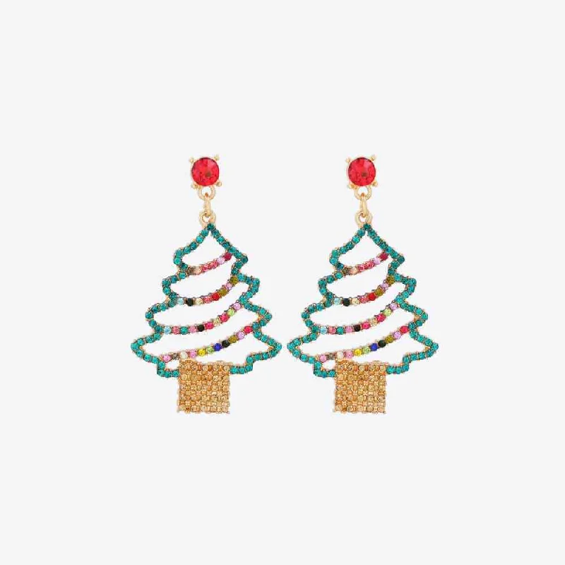 Huggie hoop earringsRhinestone Alloy Christmas Tree Earrings