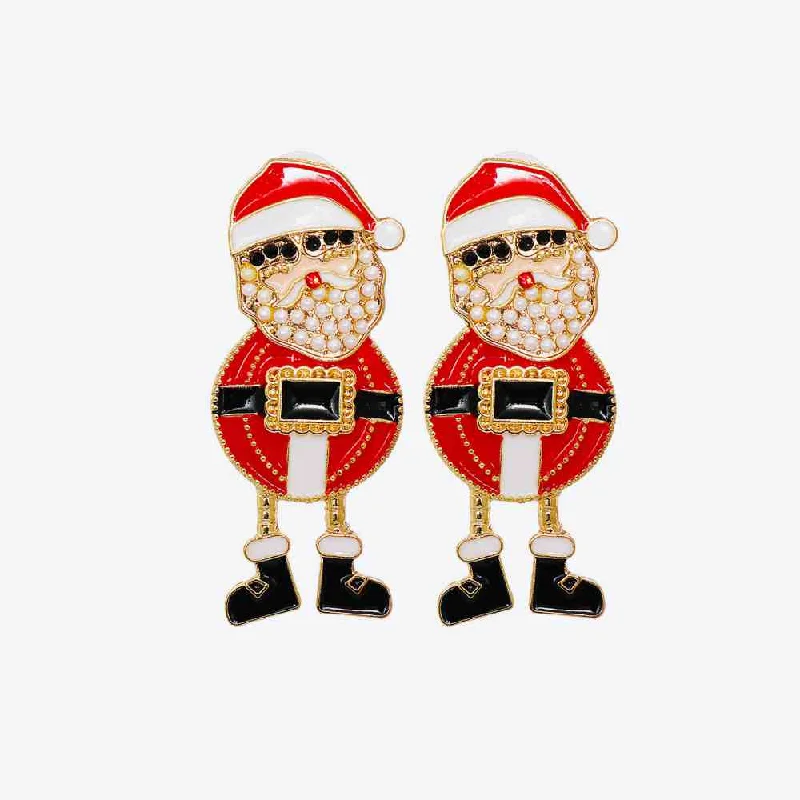 Everyday hoop earringsRhinestone Alloy Santa Earrings