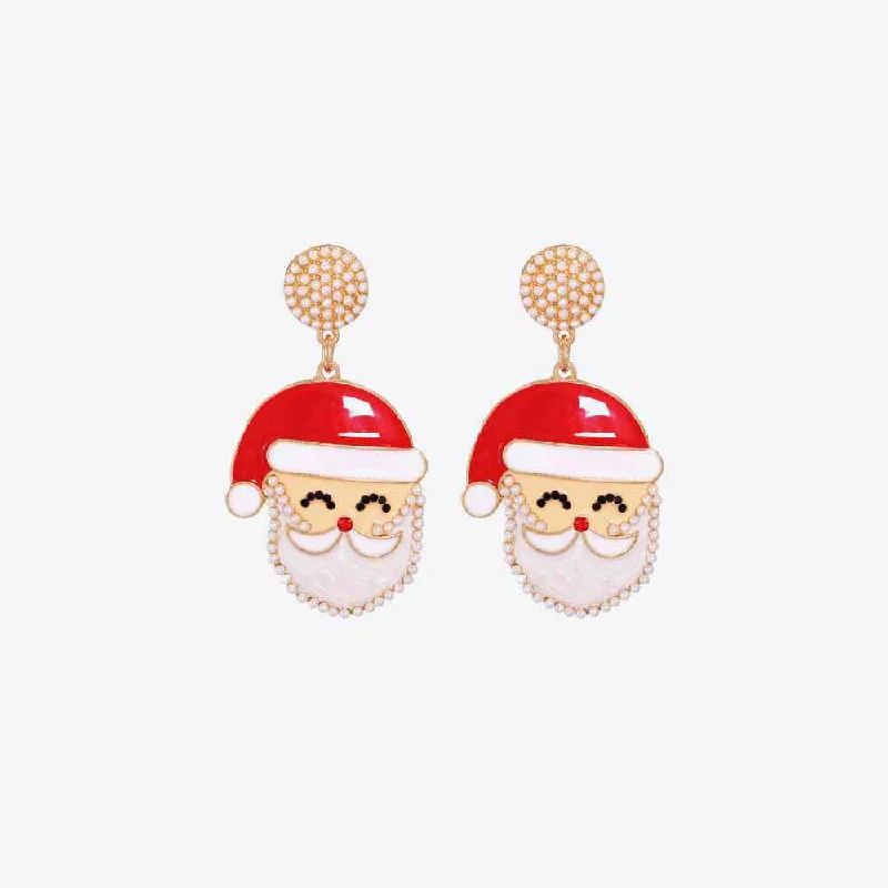 Vintage hoop earringsRhinestone Alloy Santa Earrings