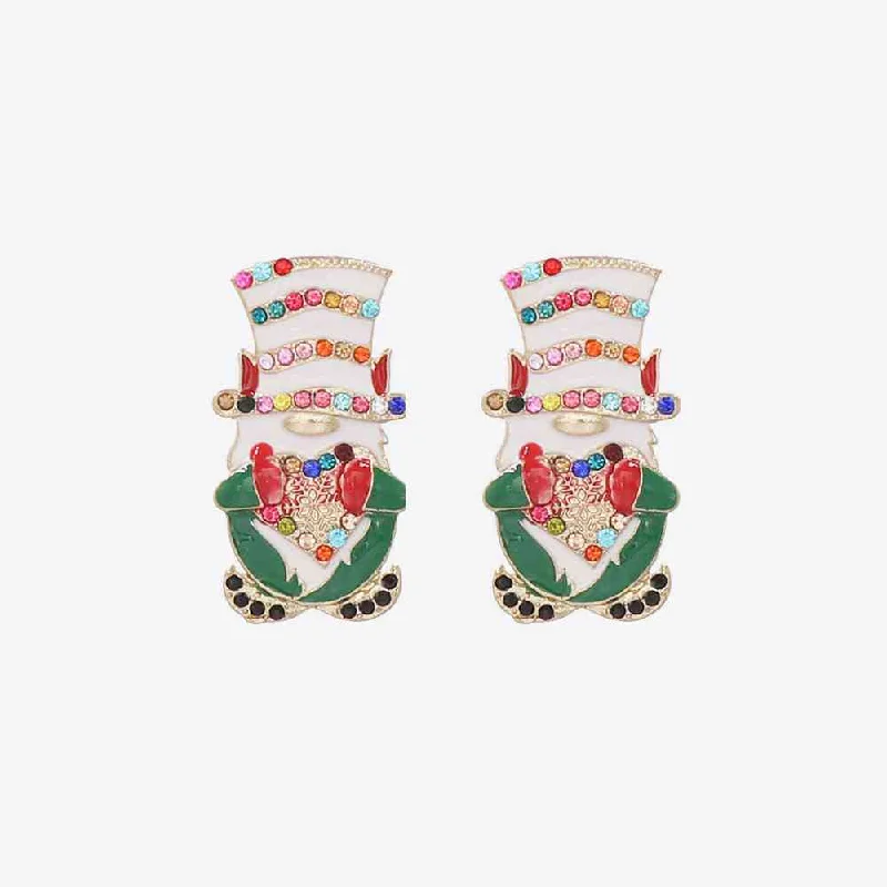 Silver hoop earringsRhinestone Alloy Santa Earrings